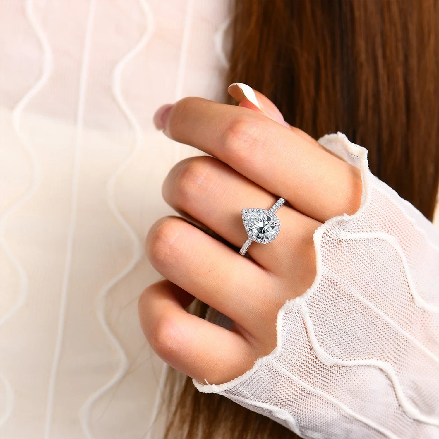 Celeste Pear Moissanite Ring